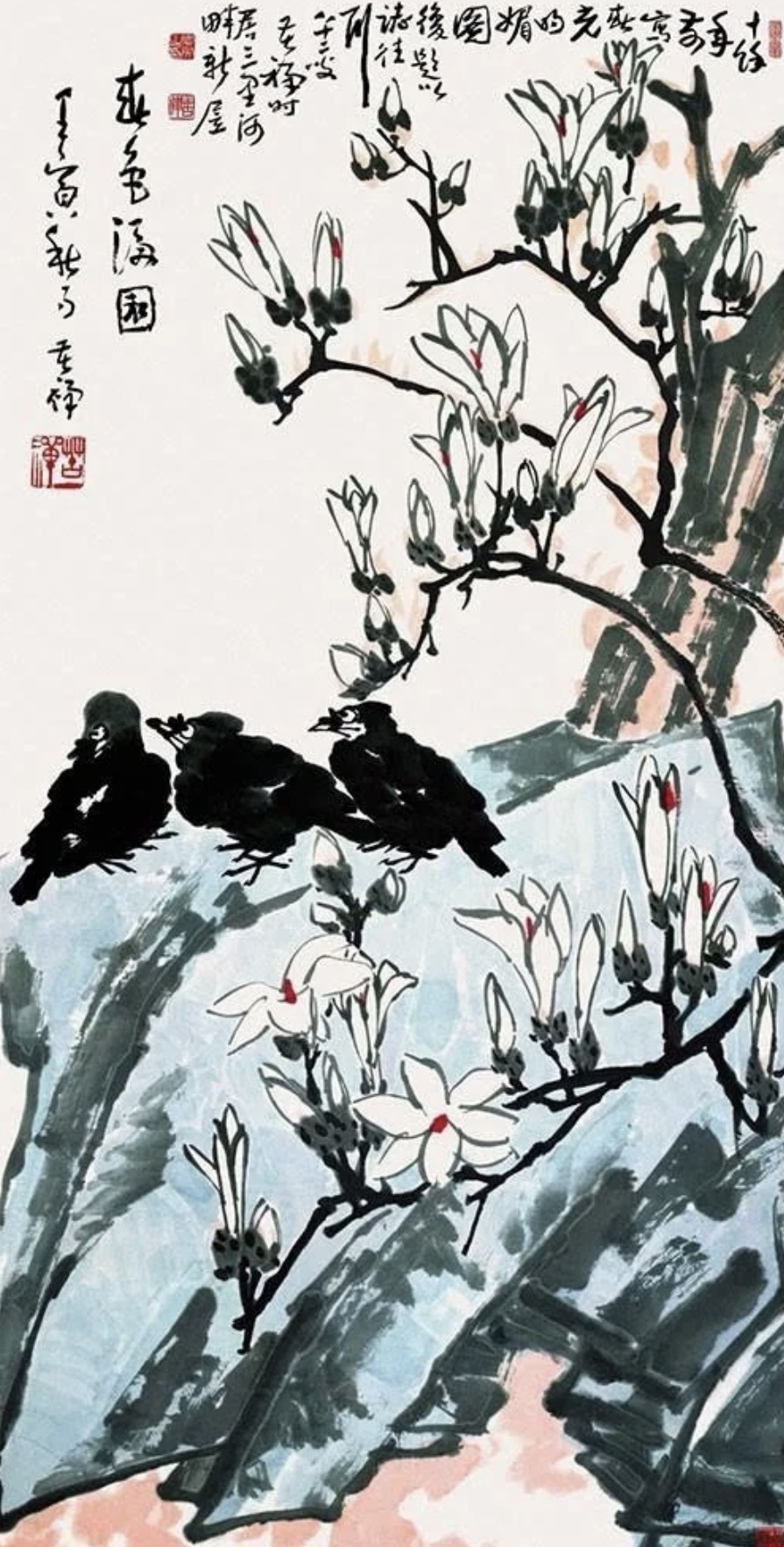 安い最新作周長海 中国著名花鳥画家 碩果 葡萄の木 水彩 墨絵 絵の部分のみサイズ65x35cm 掛軸